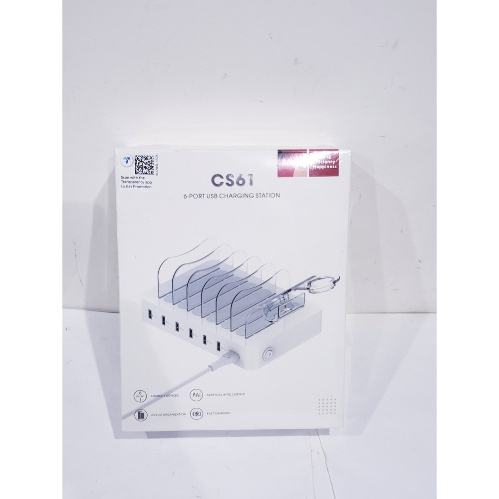 SooPii 6-Port USB Charging Station CS61 Premium Multiple Devices White Base